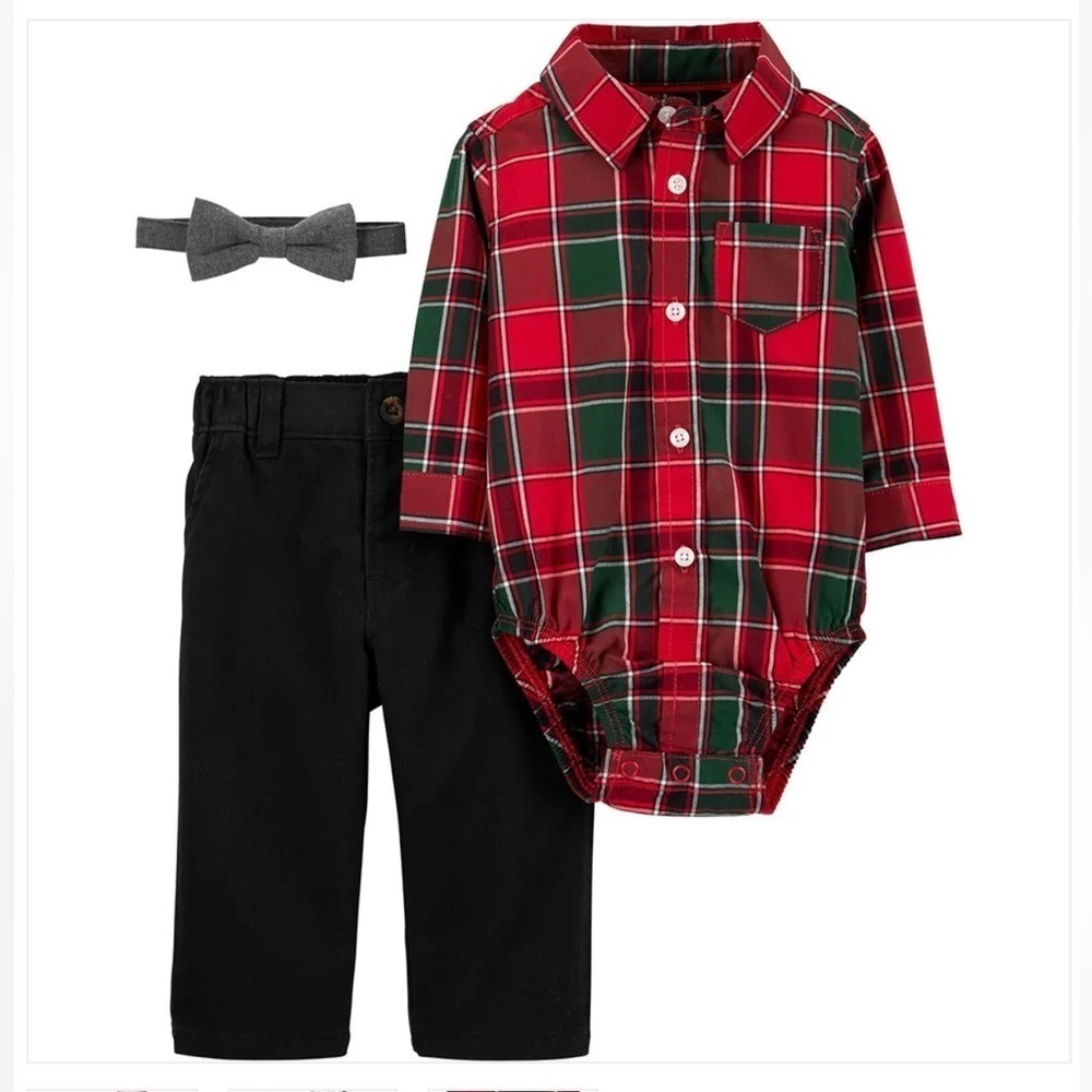 NWT boys 24month Carters 3-Piece Plaid Dress Me Up Set